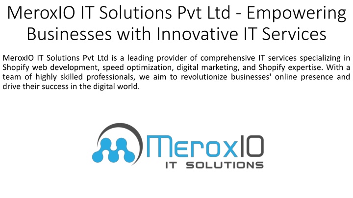 meroxio it solutions pvt ltd empowering businesses with innovative it services