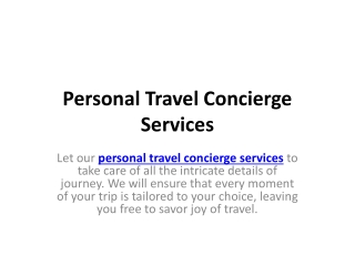 Personal Travel Concierge Services