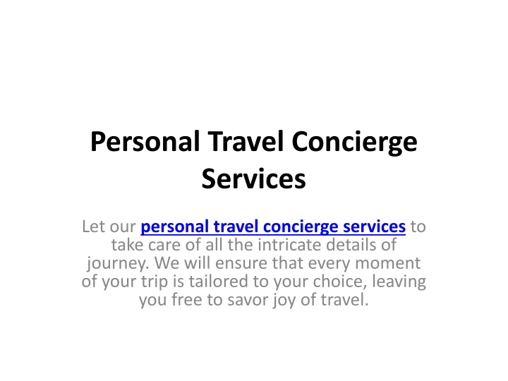 personal travel concierge services