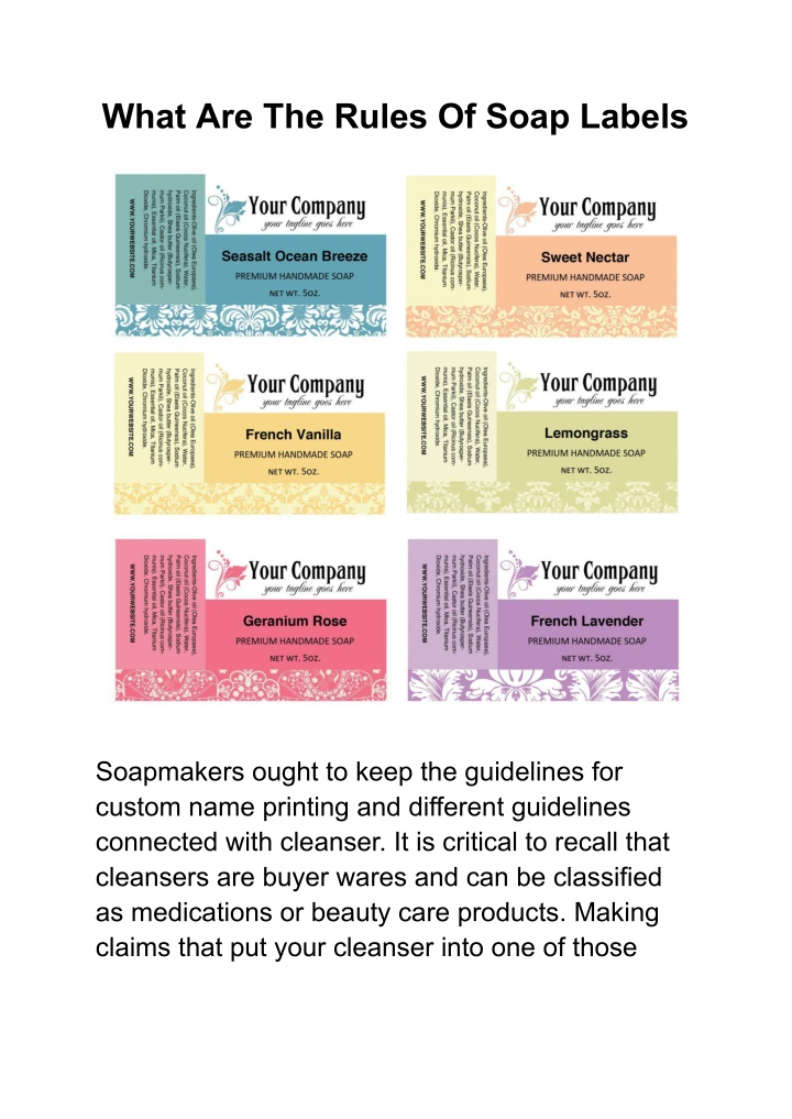 what are the rules of soap labels