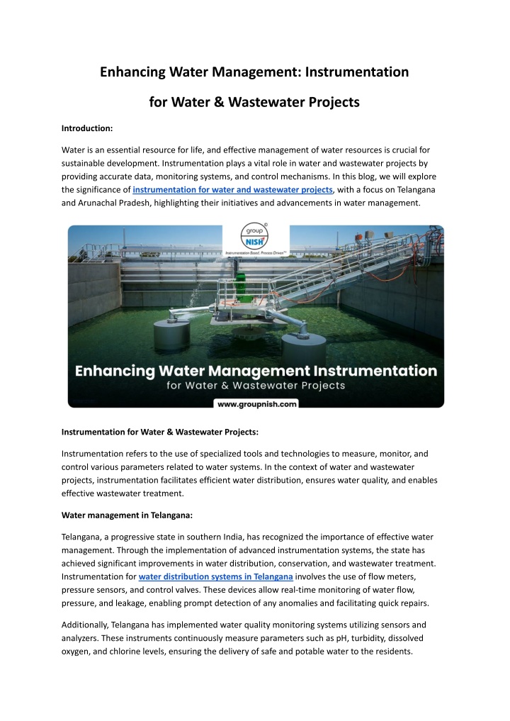 enhancing water management instrumentation