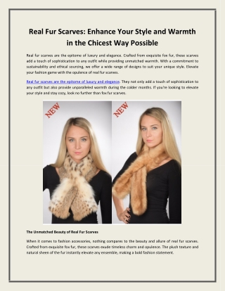 Real Fur Scarves Enhance Your Style and Warmth in the Chicest Way Possible