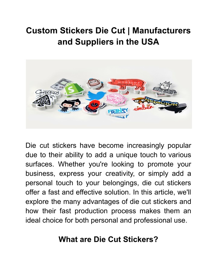 custom stickers die cut manufacturers