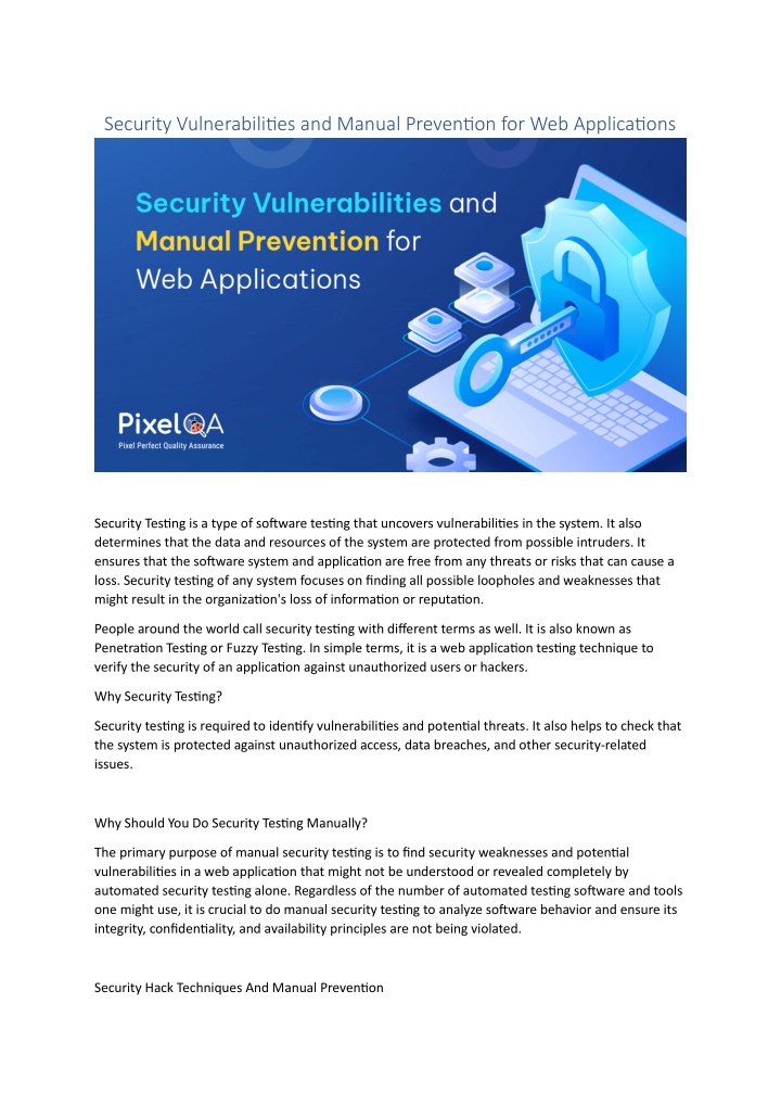 security vulnerabilities and manual prevention