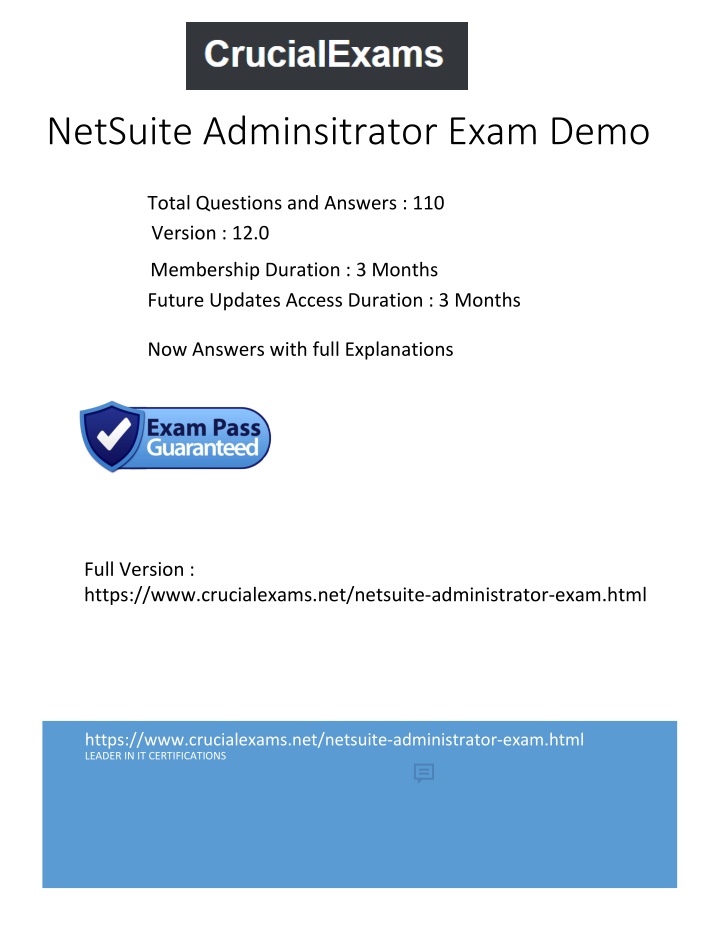 netsuite adminsitrator e xam demo