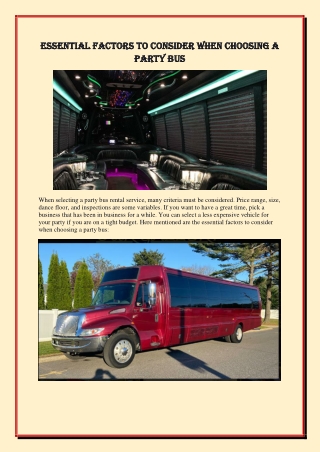 Essential factors to consider when choosing a party bus