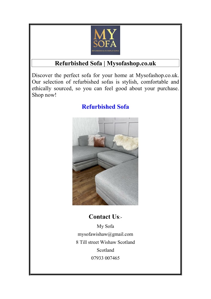 refurbished sofa mysofashop co uk