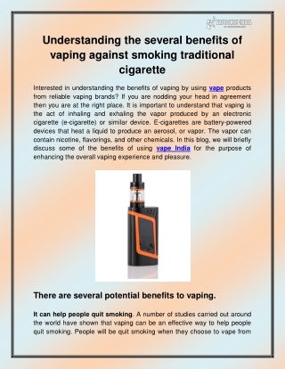 understanding the several benefits of vaping