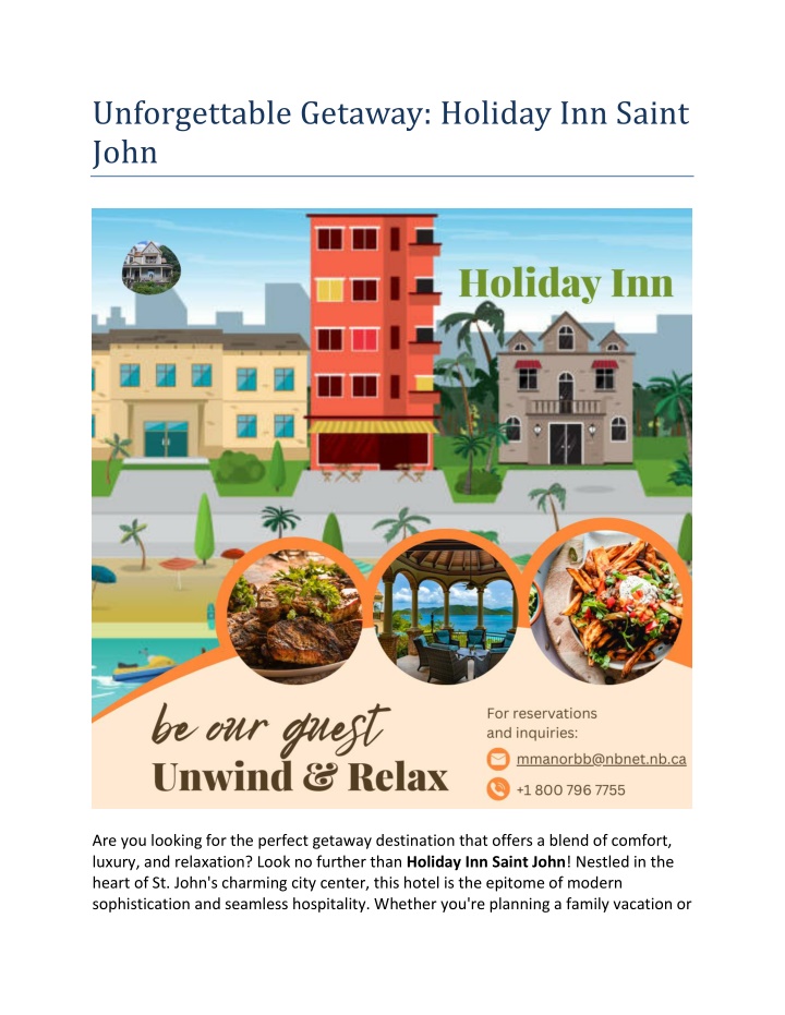 unforgettable getaway holiday inn saint john
