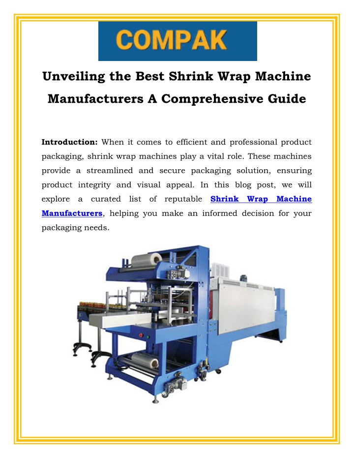 unveiling the best shrink wrap machine