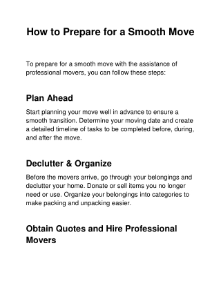 how to prepare for a smooth move