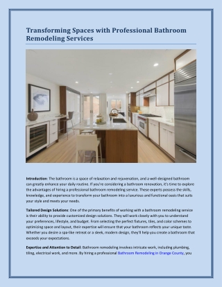 Transforming Spaces with Professional Bathroom Remodeling Services