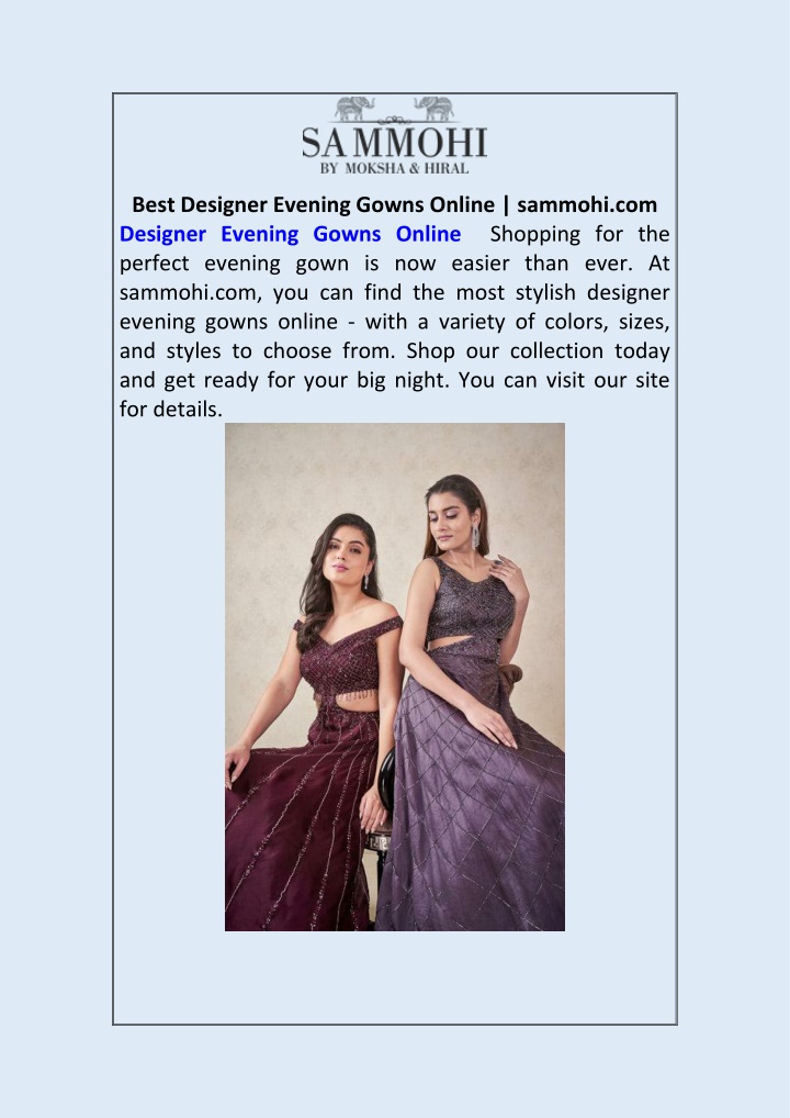 best designer evening gowns online sammohi