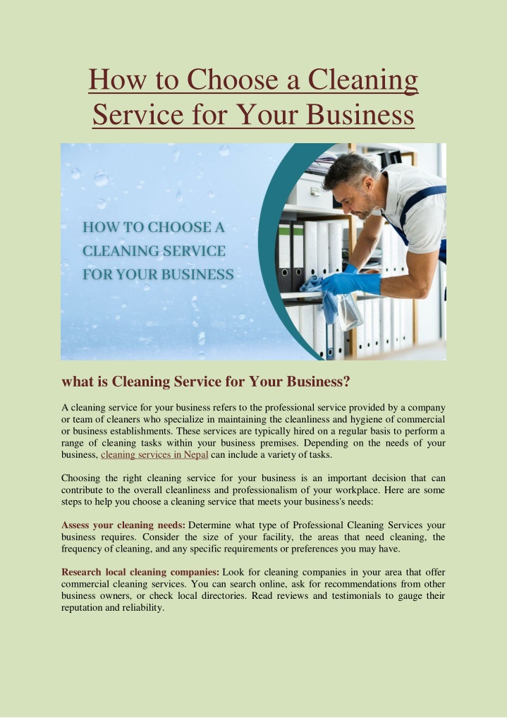 how to choose a cleaning service for your business