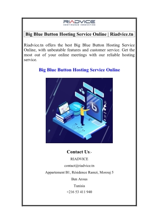 Big Blue Button Hosting Service Online  Riadvice.tn