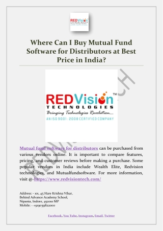 Where Can I Buy Mutual Fund Software for Distributors at Best Price in India