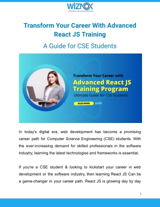 React JS Training in Mohali: Career Growth Guide for CSE Students