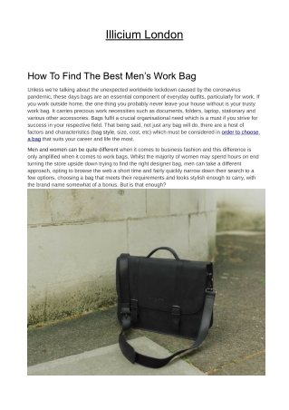 How To Find The Best Men’s Work Bag