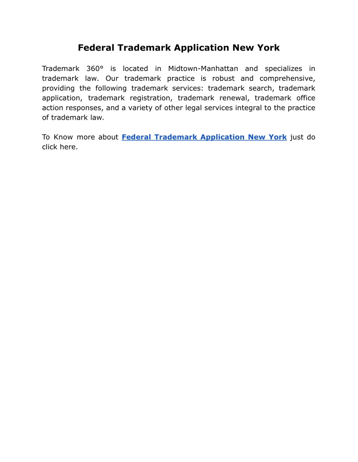 federal trademark application new york