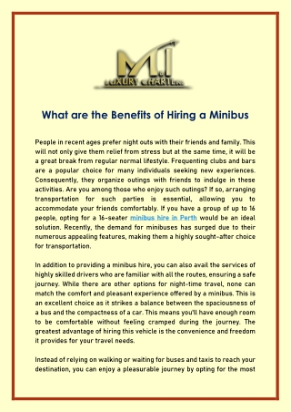 What are the Benefits of Hiring a Minibus