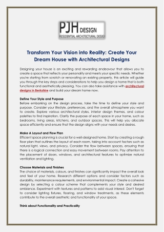 Transform Your Vision into Reality- Create Your Dream House with Architectural Designs