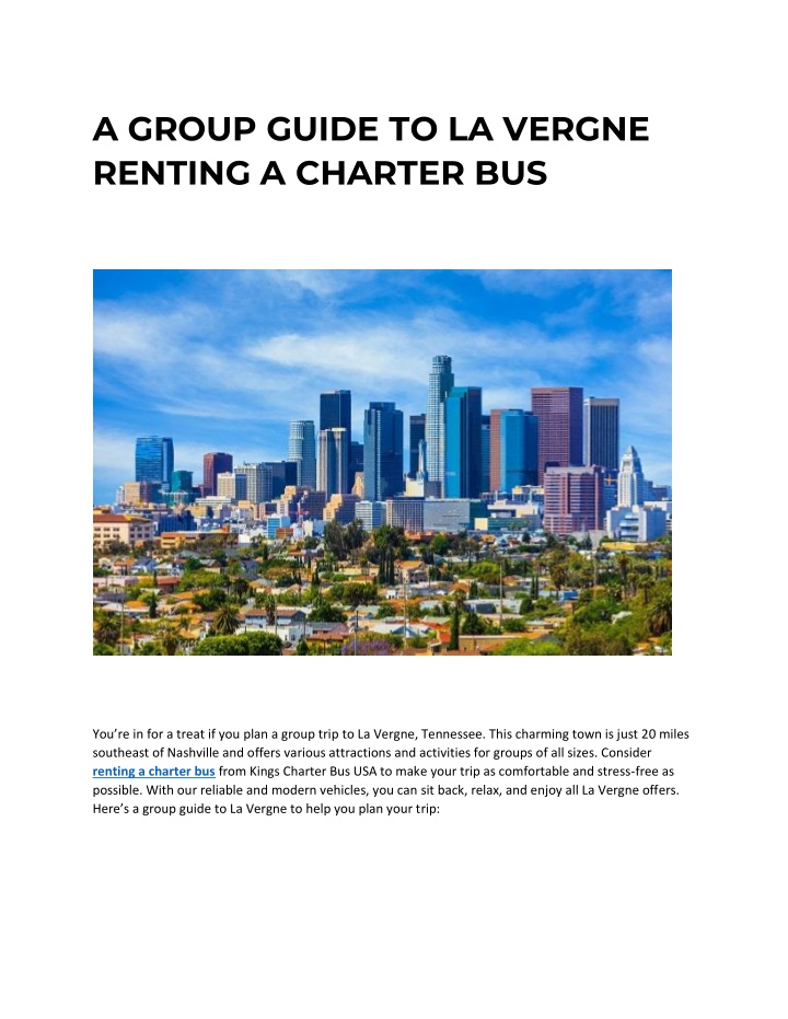 a group guide to la vergne renting a charter bus