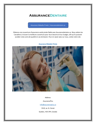 Assurance Maladie Privée Assurancedentaire.ca
