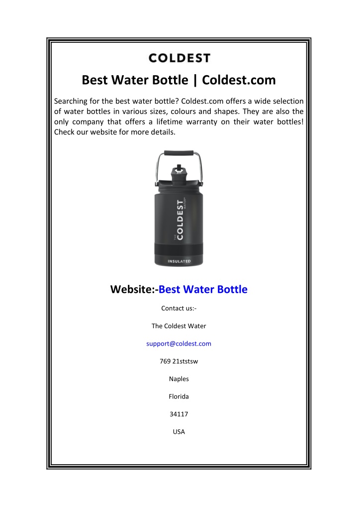 best water bottle coldest com