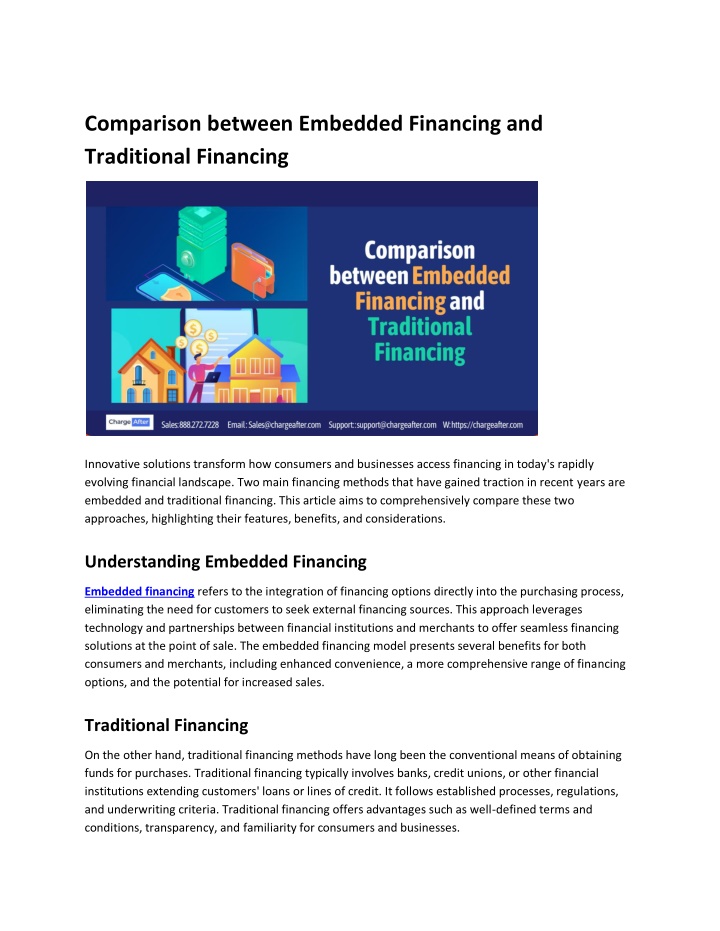 comparison between embedded financing