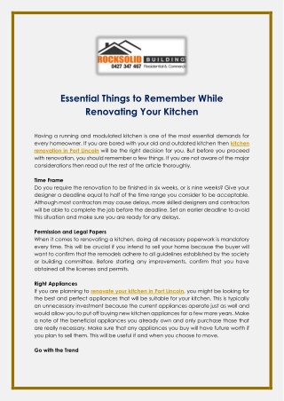 Essential Things to Remember While Renovating Your Kitchen