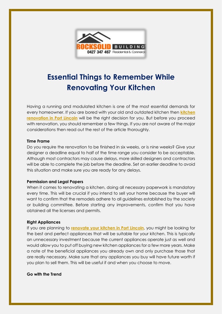 essential things to remember while renovating