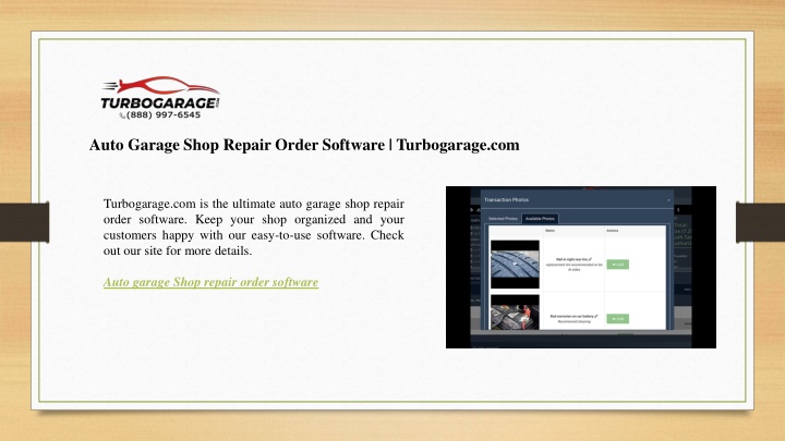 auto garage shop repair order software