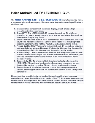 haier android led tv le75k6600ug 75 the haier