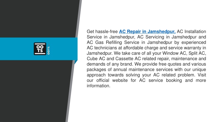 get hassle free ac repair in jamshedpur