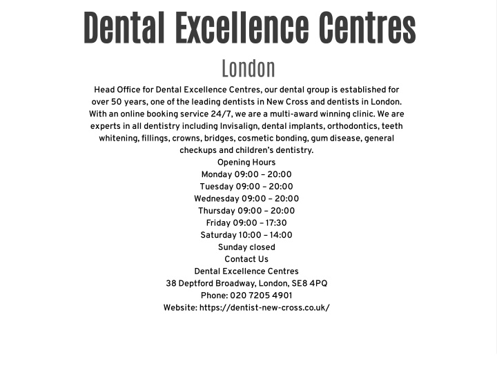 dental excellence centres london head office
