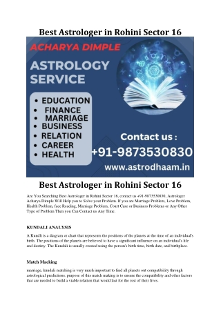 Best Astrologer In Rohini Sector 16  91-9873530830