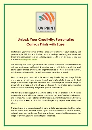 Unlock Your Creativity- Personalize Canvas Prints with Ease