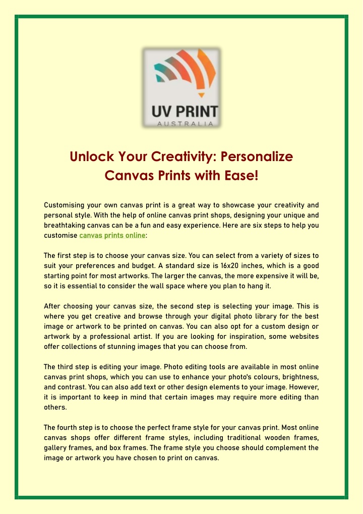 unlock your creativity personalize canvas prints