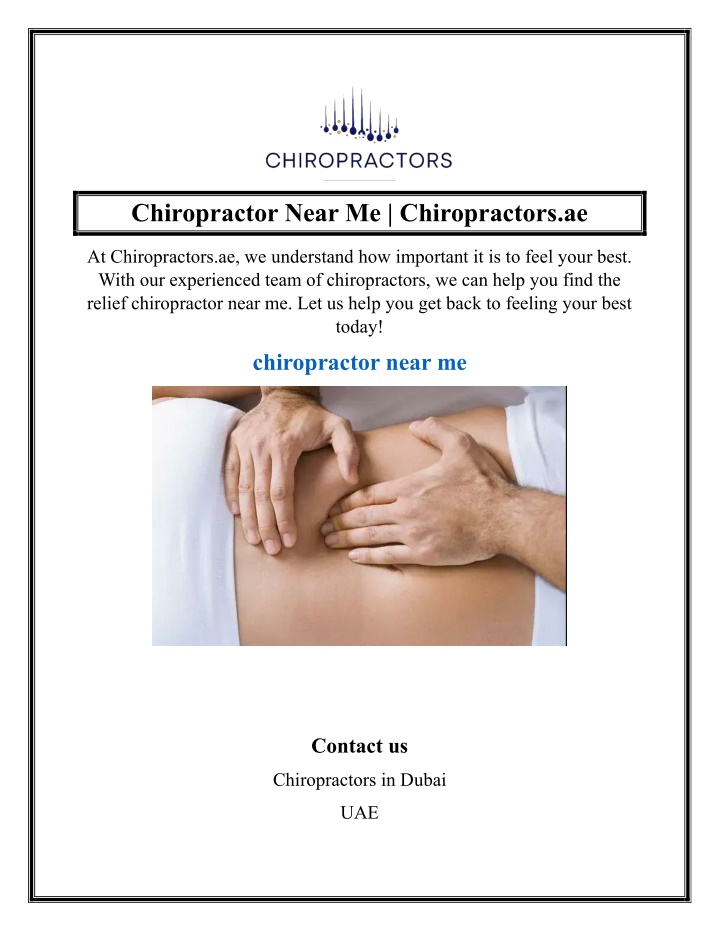 chiropractor near me chiropractors ae