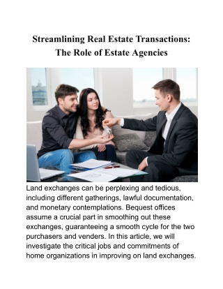 Streamlining Real Estate Transactions_ The Role of Estate Agencies