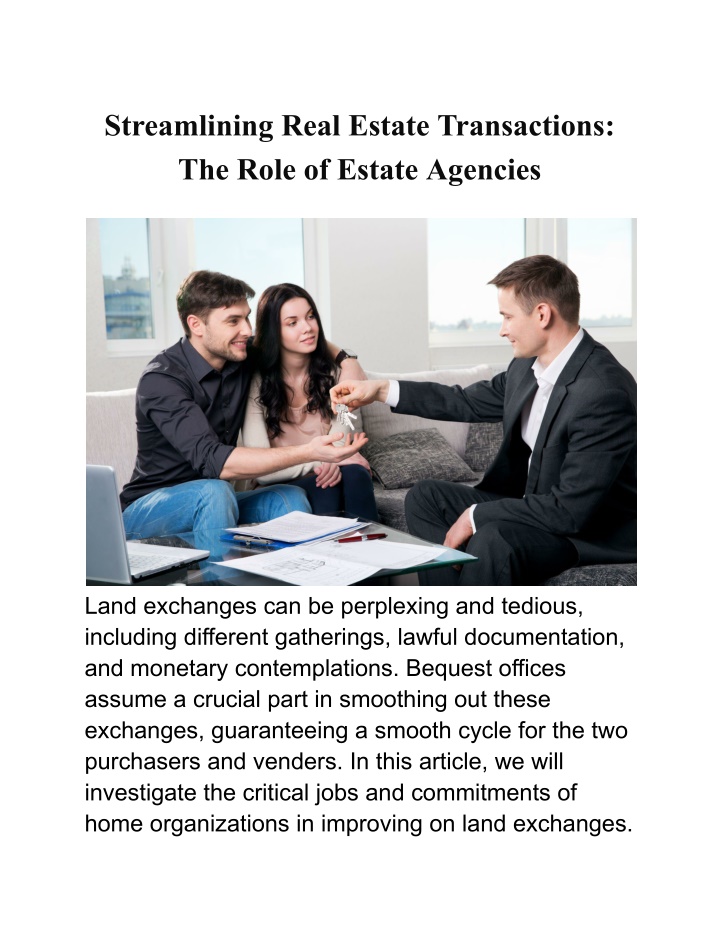 streamlining real estate transactions the role