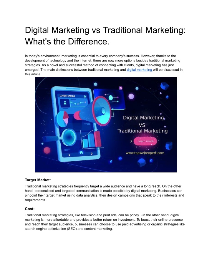 digital marketing vs traditional marketing what