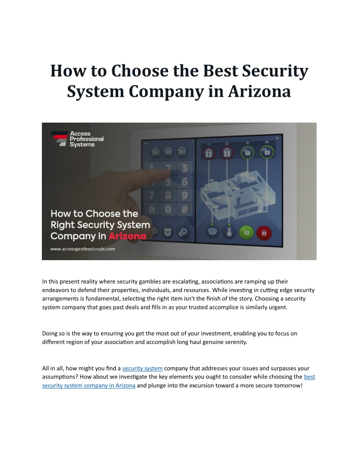 how to choose the best security system company