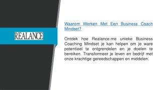 Waarom werken met een zakencoach mindset Realance.me