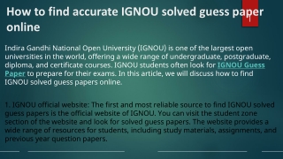 How to find accurate IGNOU solved guess paper online
