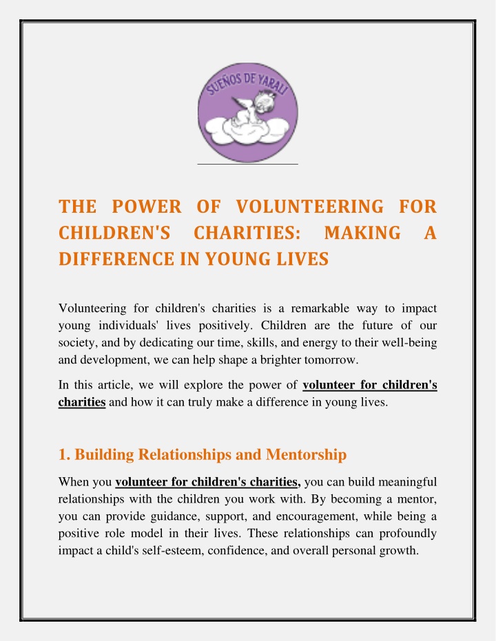 the power of volunteering for children