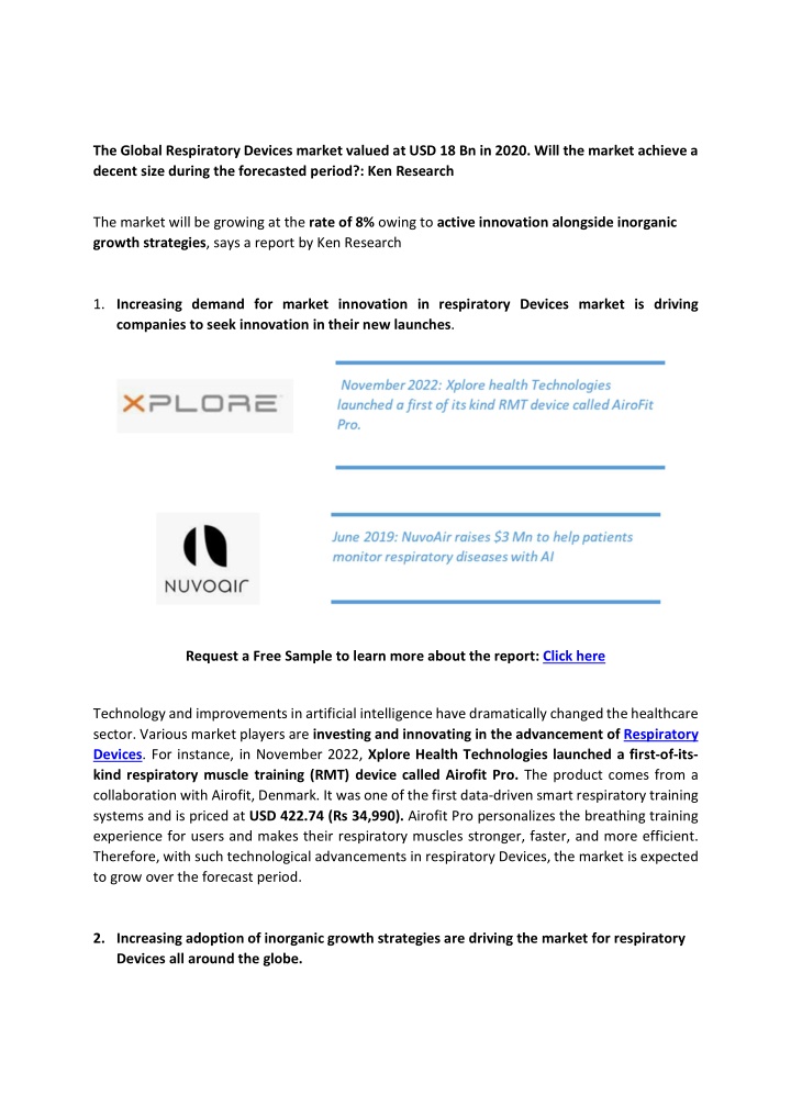 the global respiratory devices market valued