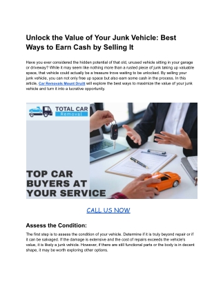 Unlock the Value of Your Junk Vehicle_ Best Ways to Earn Cash by Selling It