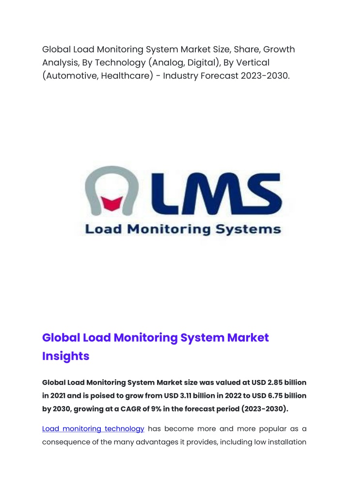 global load monitoring system market size share