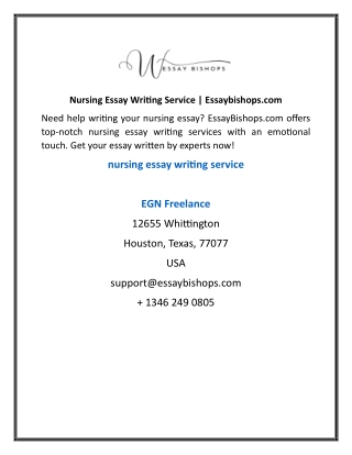 Nursing Essay Writing Service | Essaybishops.com